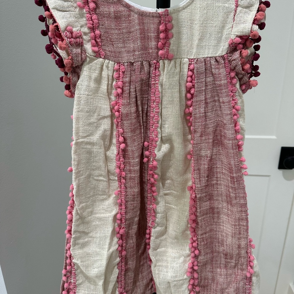 Pink and Cream Pom-Pom Dress